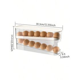 Eggs Automatic Rolling Refrigerator Organiser 2 Tier Transparent Rolling Storage Box Refrigerator Side Door, Durable Plastic, Tray Container (Option: White) Eggs Automatic Rolling Refrigerator Organiser 2 Tier Transparent Rolling Storage Box Refrigerator Side Door, Durable Plastic, Tray Container (Option: White)