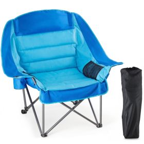 Camp Chair - A 450-pound Durable Folding Chair Equipped With A Cup Holder And Side Pockets (Option: Blue) Camp Chair - A 450-pound Durable Folding Chair Equipped With A Cup Holder And Side Pockets (Option: Blue)